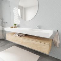 Mondiaz Alan badmeubel 200 cm washed oak 2 lades vrijhangend wastafel rechts 1 kraangat wit