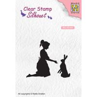 Nellie's Choice • silhouet clear stempels girl with hare