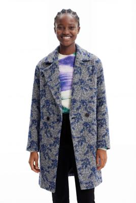 Jas met overslag en visgraatmotief - BLUE - S