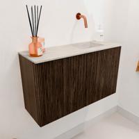 Toiletmeubel Mondiaz Joya Dlux | 70 cm | Meubelkleur Walnut | Faye wastafel Ostra Wasbak Rechts | Zonder kraangat(en)