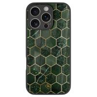 iPhone 16 Pro glazen hardcase - Kubus groen