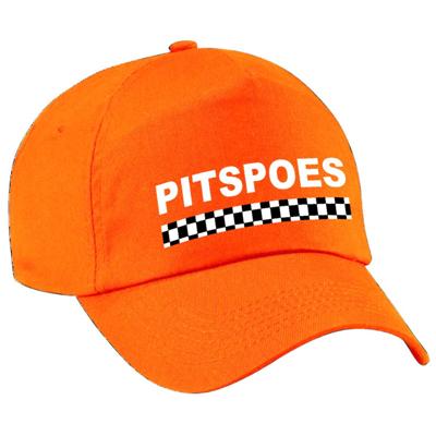 Pitspoes finish vlag verkleed petje - oranje - voor dames - Team baseball cap - carnaval / kostuum