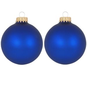 16x Royal velvet blauwe glazen kerstballen mat 7 cm kerstboomversiering