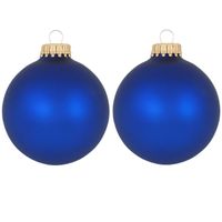 16x Royal velvet blauwe glazen kerstballen mat 7 cm kerstboomversiering