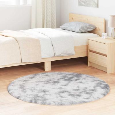 Hoogpolig vloerkleed NAVARRA 120x120 cm polyester lichtgrijs