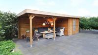 Woodpro Ochten Tuinhuis 700x300 cm 28 mm vuren blank- Plat dak- Onbehandeld vurenhout- Woodpro