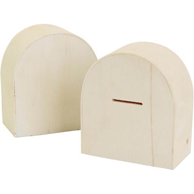 Houten spaarpot, afm 10x9 cm, 12 stuk/ 1 doos