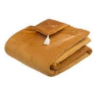 Atmosphera Bedsprei deken Sonia - fluweel okergeel - 80 x 180 cm - polyester - extra dik