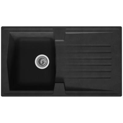 STRADOUR Ingebouwde gootsteenkeuken 1 kom + 1 afdruiprek Arena - Hars - 86 x 50 cm - Zwart