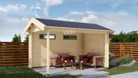 Woodpro Annen Overkapping 400x250 cm 28 mm vuren blank- Zadeldak- Onbehandeld vurenhout- Woodpro