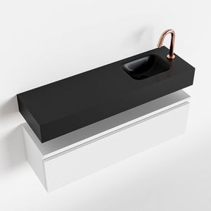 Toiletmeubel Mondiaz Andor | 100 cm | Meubelkleur Talc | Lex vrijhangend wastafel Urban Rechts | 1 kraangat