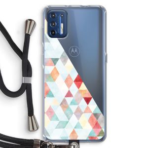 Gekleurde driehoekjes pastel: Motorola Moto G9 Plus Transparant Hoesje met koord