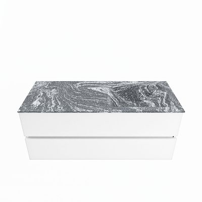MONDIAZ VICA-DLUX 120cm badmeubel onderkast Talc 2 lades. Inbouw wastafel CLOUD rechts 1 kraangat, kleur Lava.