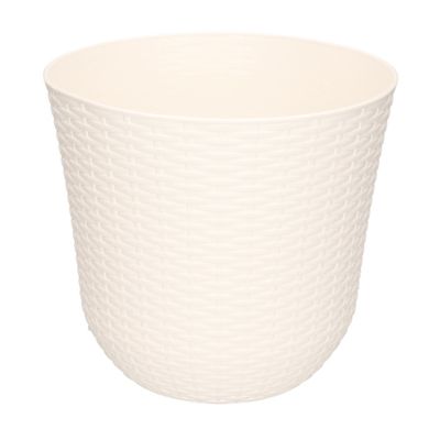 1x Witte plantenbakken/bloempotten 25 cm rond