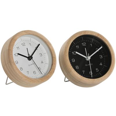 Tafelklok Home ESPRIT Wit Zwart Bamboe 10 x 4,3 x 10 cm (2 Stuks)
