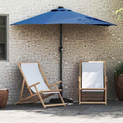Tuinparasol met LED -striplichten Blauw 294 x 150 x 223 cm Stof