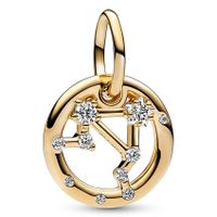 Pandora 762712C01 Hangbedel Weegschaal Zodiac zilver-zirconia goudkleurig-wit - thumbnail