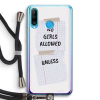 No Girls Allowed Unless: Huawei P30 Lite Transparant Hoesje met koord