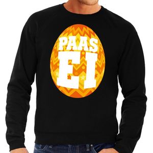 Paas sweater zwart met oranje ei voor heren