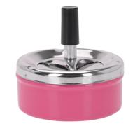 Excellent Houseware Draai asbak - druk asbak - rond metaal - 10 cm - roze