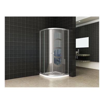 Xellanz Eco kwartronde cabine met twee schuifdeuren 1000x1000x1900x5 mm nano helder glas/chroom