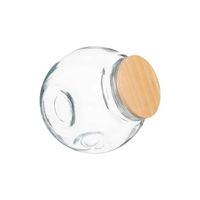 Snoeppot/voorraadpot 0,65L glas met houten deksel - Voorraadpot