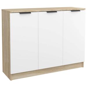 vidaXL Dressoir 90,5x30x70 cm bewerkt hout wit en sonoma eikenkleurig