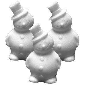 Hobby sneeuwpoppen - 3x - piepschuim - 17 cm - styropor - 3D - sneeuwman figuren