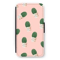 Cactusprint roze: iPhone 11 Pro Max Flip Hoesje