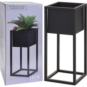 H&S Collection bloempot op standaard 50 cm metaal zwart