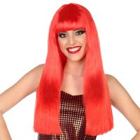 Verkleedpruik voor dames met lang stijl haar - Rood - Carnaval/party - thumbnail