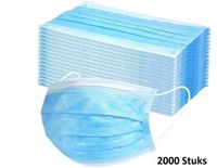Mondmaskers 3-laags blauw met elastische oorbandjes 2000 stuks