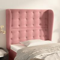 Hoofdbord met randen 83x23x118/128 cm fluweel roze