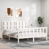 Bedframe zonder matras massief grenenhout wit 160x200 cm