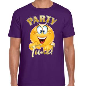 Bellatio Decorations Foute party t-shirt voor heren - Party Time - paars - carnaval/themafeest 2XL  -