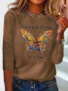 Butterfly Long sleeve Loose Casual T-Shirt