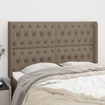 Hoofdbord met randen 163x16x118/128 cm stof taupe