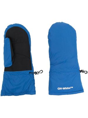 Off-White mitaines matelassés à logo imprimé - Bleu