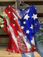 losmaken Raglan Mouw V Nek Casual Kort Mouw Topjes - thumbnail