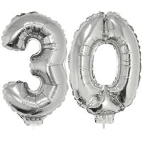 30 jaar leeftijd feestartikelen - versiering cijfers - ballonnen op stokje - van 41 cm