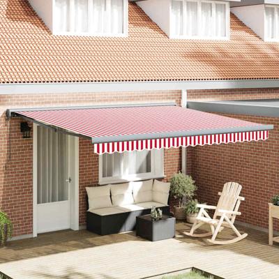 Automatische Inklapbare Luifel Rood en Witte Streep 400x300 cm
