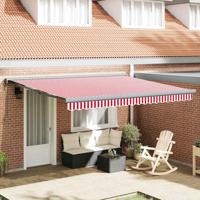 Automatische Inklapbare Luifel Rood en Witte Streep 400x300 cm