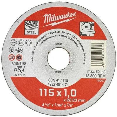 Milwaukee Dunne metaal snijschijf, contractor series SCS 41/115 x 1 x 22 mm opdrachtnemer series - 4932451474