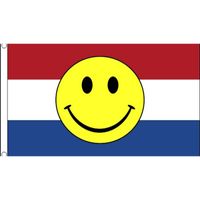 Nederlandse vlag met smiley 90 x 150 cm - thumbnail