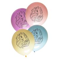 8x stuks Eenhoorn thema verjaardag feest ballonnen pastel kleuren - thumbnail