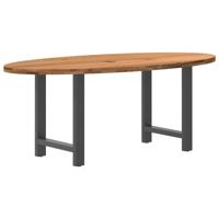 Eettafel 200x100x74 cm ovaal massief eikenhout lichtbruin