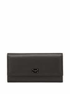 Dolce & Gabbana portefeuille en cuir de veau à plaque logo - Noir