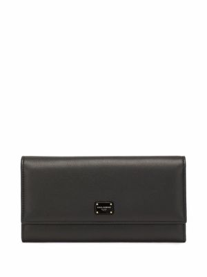 Dolce & Gabbana portefeuille en cuir de veau à plaque logo - Noir