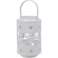 Metalen Lantaarn Winterdesign met Handvat 20 cm Wit Metalen Lantaarn Winterdesign met Handvat 20 cm Wit