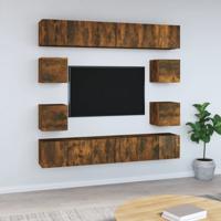10-delige Tv-meubelset bewerkt hout gerookt eikenkleurig